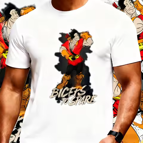 Disney Beauty and The Beast - Gaston Men's Printed Pure Cotton Casual Summer T-shirt - Unlimited Arm