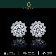 High Quality Silver Flower Earrings with White Gold Polished 6,5mm - PENDANT Brand - Inspection Cert