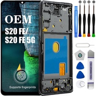 OEM AMOLED untuk Samsung Galaxy S20 FE 5G Kit Penggantian Skrin LCD Display Digitizer Assembly Touch