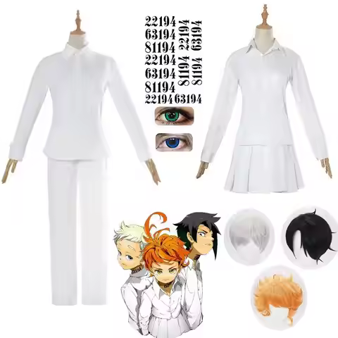 The Promised Neverland Cosplay Costume Student Uniform Emma Norman Ray Cosplay Wig Washable Tattoo S