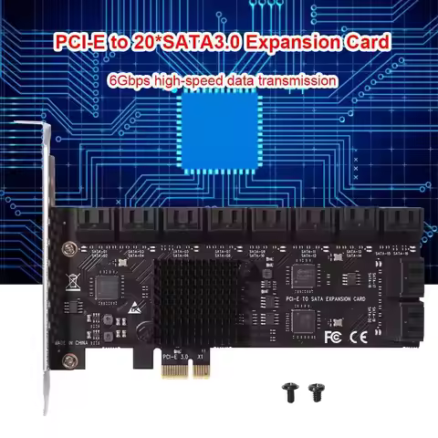 Mining 6/12/16/20 Ports SATA 6Gb to PCI Express Adapter Controller Expansion Card PCIe to SATA III C