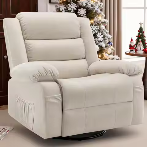 Recliner Chair, Wide Rocker Chair, Rocking Chair with Massage and Heat,360°Swivel Nursery Rocking Ch