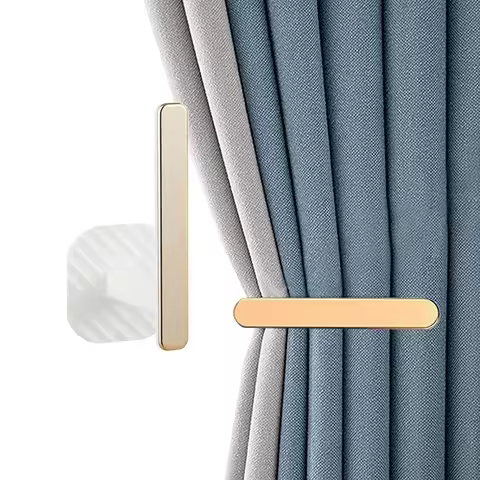 2Pcs Gold Curtain Holders Self Adhesive Curtain Tieback L Shaped Wall Mounted Hook Drapery Curtain T