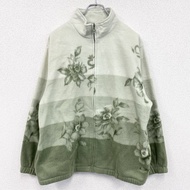 เสื้อแจ็คเก็ตขนแกะซิปเต็มตัว Alfred Dunner มือสอง สีเขียว ไซส์ M