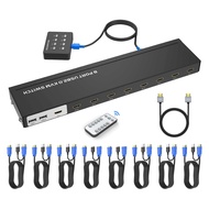 KVM Switch HDMI 8 Port, Yinker 4K 30Hz USB HDMI Rack KVM Console 8 in 1 Out w/9pack Cables 4 USB 2.0 Hubs Desktop Selector IR Remote &amp; Ears HDMI 8x1