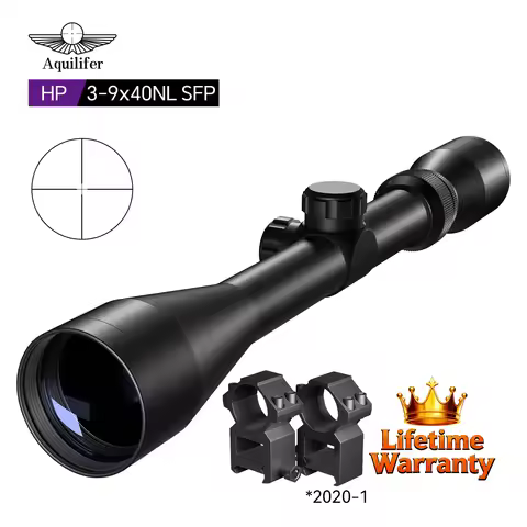 Aquilifer 3-9x40 Hunting Rifle Scope SFP ED Glass Red Green Illuminated Free 20mm Picatinny Rings fo