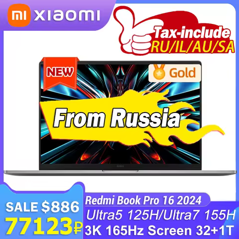 【Russia Stock】Original Redmi Book Pro 16 2024 intel Ultra 5 125H/Ultra7 155H 32G RAM 1T SSD 3.1K 165