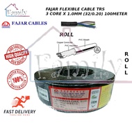 FAJAR 3 CORE 1.0mm x 3C TRS S.RUBBER FLEXIBLE CABLE  (32/0.20) WEATHERPROOF ~100M