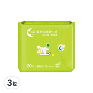 icon 愛康 涼感衛生棉 護墊型 檸橙派對  15.5cm  20片  3包