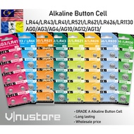 Alkaline Button Cell LR44 ∙ LR41 ∙ LR43 ∙LR521 ∙LR621∙ LR626 ∙ LR920∙ LR1130 ∙ AG13/AG10/AG4/AG3/371