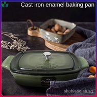 【In stock】Cast Iron Baking Mold Cake Mold Small Milk Boiling Pot Square Enamel Small Soup Pot Rectangular Enamel Mini Pot pN8F QCC5