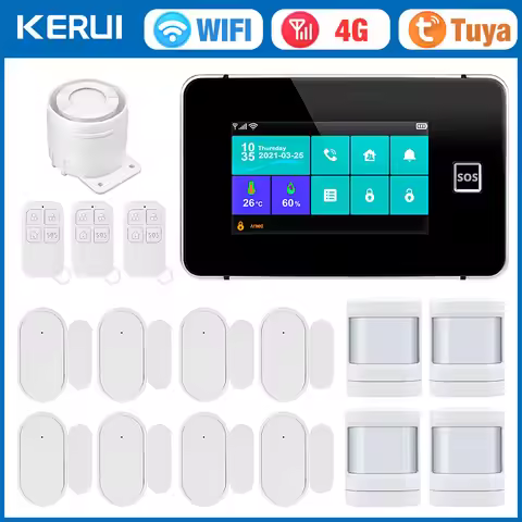 KERUI G64B 4G WIFI Alarm System 4.3-inch Touch Screen Panel Security Alarm with Temperature Humidity