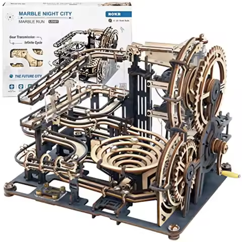 3D Wooden Puzzles for Adults Marble Run Model Building Kit LGA01 Marble Night City