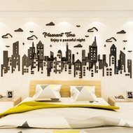 City Silhouette Wall Stickers3DAcrylic Mirror Wall Sticker Living Room Sofa Background Home Decoration Shop Wall Stickers