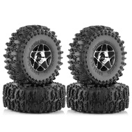 P.K.YO-4pcs 63mm 1.0 Inch Metal Beadlock Wheel Tire Set for 1/18 1/24 RC Crawler Car TRX4M SCX24 AX2