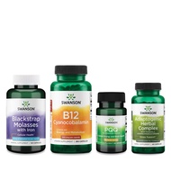 Swanson Energy Bundle: Blacktrap Molasses - Vitamin B12 - Pqq Pyrroloquinoline Quinone - Rhodiola As