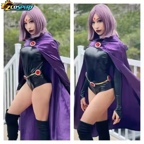 Teen Titans Raven Cosplay Costume Women's Costume Magical Girl Cosplay Fighting Bodysuit Full Set Wi