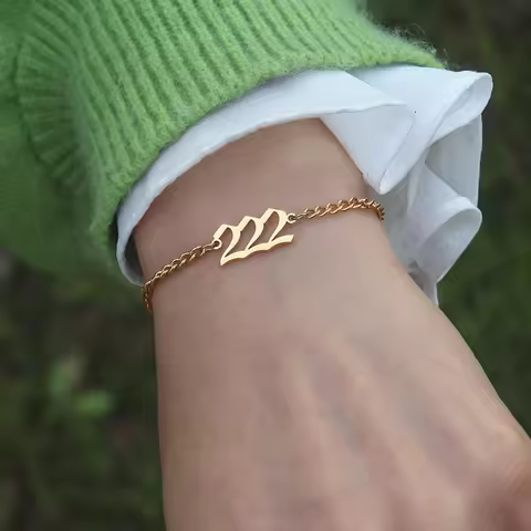111 222 333 444 555 666 777 888 999 Angel Number Bracelet Stainless Steel Curb Chain Bracelets For W