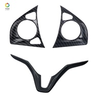 for Honda HRV HR-V VEZEL 2014-2020 Car Carbon Fiber Steering Wheel Panel Cover Trim Frame Decorator Sticker Accessories