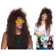 Malaysia stok rock wig rambut palsu rock afro wig mullet wig rambut retro wig rambut palsu lelaki R1