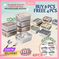 [BUY 6 FREE 4PCS] Food Box 304/ Food Container Refrigerator/ Container Stainless Steel 304 with Lid 