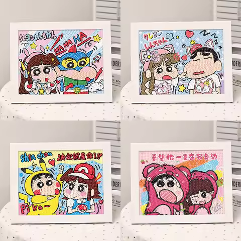 Keeppley&Crayon Shin Chan Crystal Diamond Decorative Painting 5D DIY Cross Embroidery Kit Family Pho