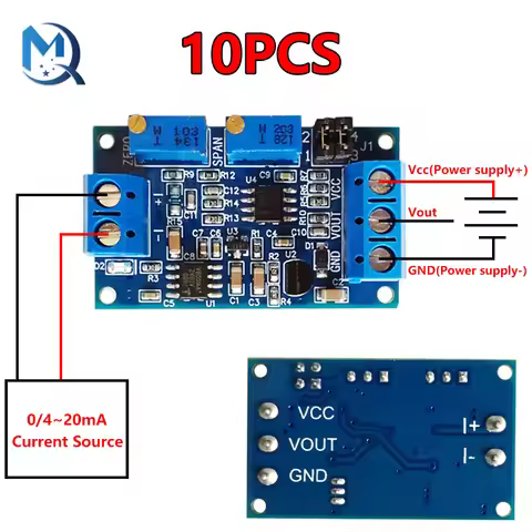 1-10Pcs 0 to 20mA/40mA to 0-3.3V 0-5V 0-10V Current to Voltage Converter Signal Conversion Module 0-
