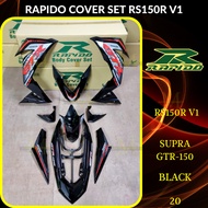 RAPIDO COVER SET RS150R/RS150 V1 SUPRA GTR-150 (2) BLACK (STICKER TANAM/AIRBRUSH) COVERSET