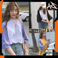MALAYSIA UP📣(AZWAR SHOP) Neck Oversize Tee Top Women Chubby Girl Teen Tops Half Sleeve Cotton T-Shir