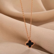 Four-Leaf Clover Lucky Necklace Titanium Steel &amp; 18K Gold Korean  Daily Wear for added Bliss &amp; Luck