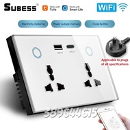 WIFI Smart USB Wall Socket Universal Electrical Plug Outlet 15A Touch Switch Wireless Charge Work wi