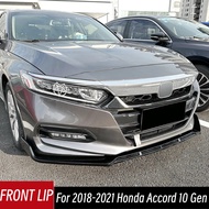 For Honda Accord 10 Gen 2018-2021 Bodykit Car Black Carbon Front Bumper Splitter Lip Chin Spoiler Di