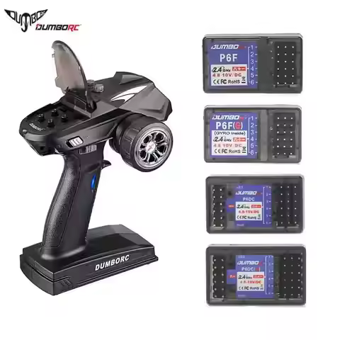 DumboRC X6 2.4G 6CH Transmitter Remote Control with P6F/P6FG/P6DC/P6DCG Gyro DC Receiver For Car Tan