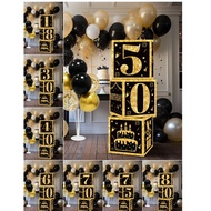 3Pcs Black And Gold Birthday Paper Boxes,18th/30th/40th/50th/60th/70th/75th/80th Birthday Party Deco