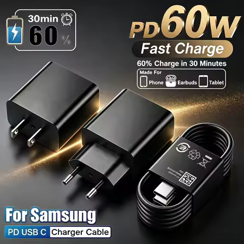 For Samsung 60W Fast Charger For Samsung Galaxy S25 S24 S23 S26 Ultra A56 A57 Type C Charger Fast Ch