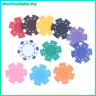 SHUNH 10 Pcs ABS Plastic Poker Chips Casino Texas Hold'em Poker Metal Coins 11.5g Chips Poker Game C