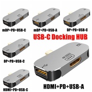 3-in-1 USB-C Docking Station, Type-C to HDMI 2.0 4K/60Hz DP 1.4 Mini DisplayPort 8K/60Hz Mini Conver
