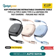 KiiP PowerCube Retractable Type C to C Data Charger Cable 240W / C to Lightning 27W Fast Charging Ca