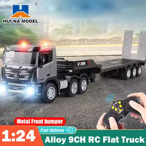 Huina 1318 RC Flat Truck Model 1:24 Alloy Engineer Vehicle 2.4G Remote Control Car 9 CH Radio Contro