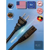 Universal 50cm EU standard to 2pin plug AC cable