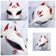 Mask Topeng Kayu Cosplay Anime Jepang Kitsune Fox Rubah Setengah 02