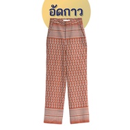 กางเกงขากระบอกกลาง กางเกงผ้าไทย กางเกงขายาวพิมพ์ลายดอกรักพิมพ์ลายขอ