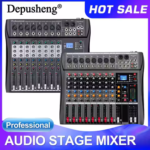 Professional Audio Sound Mixer Depusheng DX8/DT8 8Channel Bluetooth USB 48V Phantom Mixing Console f