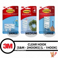 3M Command™ 17092CLR 17091CLR 17093CLR Clear Small/Medium/Large Hooks With Clear Strips
