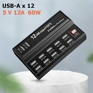 !! !️RCHMDSHPBANGGOOD USB Hub Charger 12 Port 5V/12A 60W EU Plug with Switch - YC-636