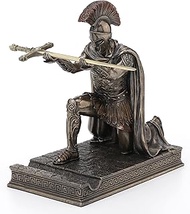 Resin Letter Openers Roman Commander Kneeling Letter Opener/Pen Holder Bronze Finish Statue 6.5 X 7 X 3.5 Inches Bronze