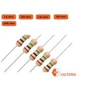 10pcs/pk Resistor 1/4W 1.6ohm, 160ohm, 1.6k ohm, 16k ohm, 160k ohm 5% Fixed Resistor