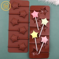 blossomeog 6 Star Silicone Lollipop Mold Chocolate Candy Chip Mold Five-pointed Star Chocolate Bar S