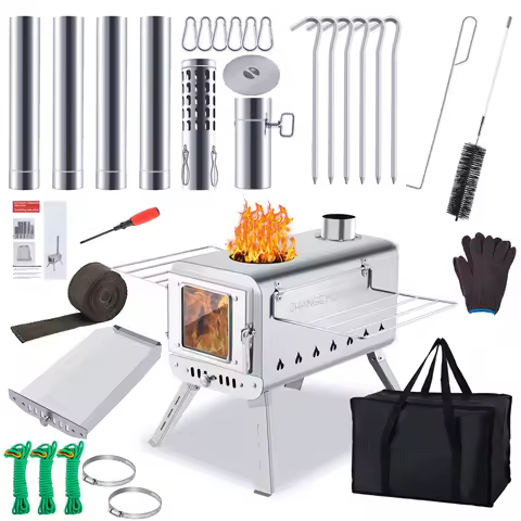 CHANGE MOORE Portable Outdoor Sauna Stove Wood-Burning Sauna Stove for Picnic Camping Tent with Wind