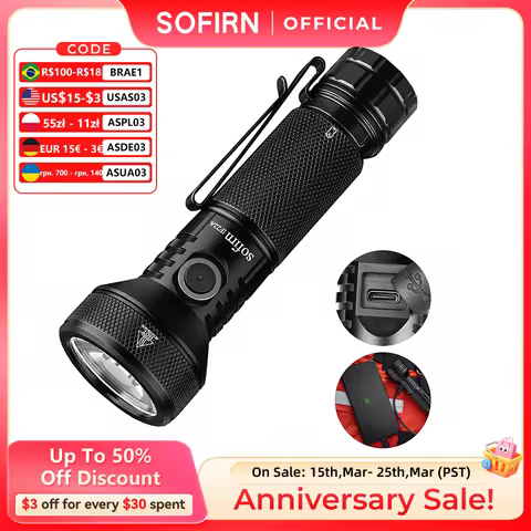 Sofirn IF22A 2100lm Flashlight 21700 Powerful Light SFT40 LED 629M Long Range USB C Rechargeable Cha